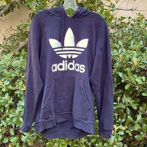 Adidas Black Logo Hooded Sweatshirt. Size Large. VGUC!